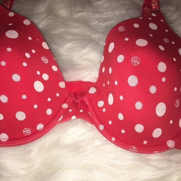 VICTORIA’S SECRET Sz 32D Red Polka Dot Bra - Picture 2 of 6